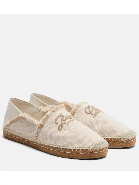 Espadrile Jimmy Choo cu broderie din canvas bej
