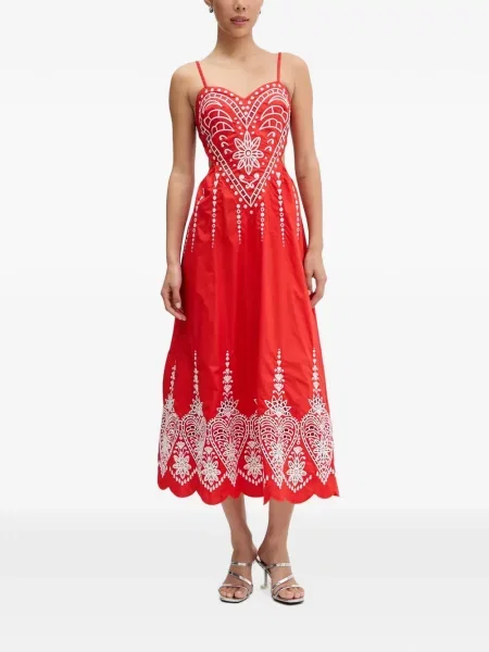 Rochie midi Farm Rio cu broderie roșu