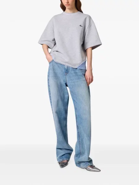 Tricou Msgm cu broderie din dantelă gri