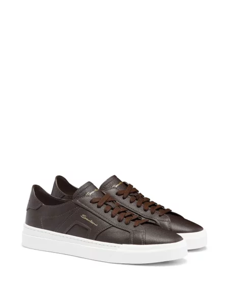 Sneakerși Santoni cu cataramă maro