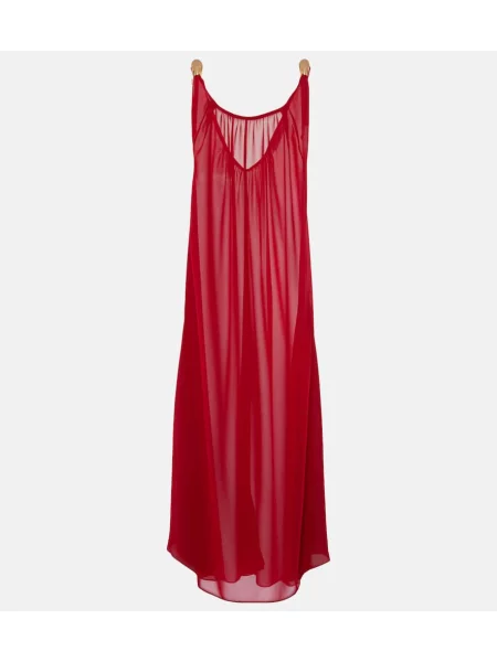 Maksi sukienka maxi Adriana Degreas szyfonowa garniturowa czerwona