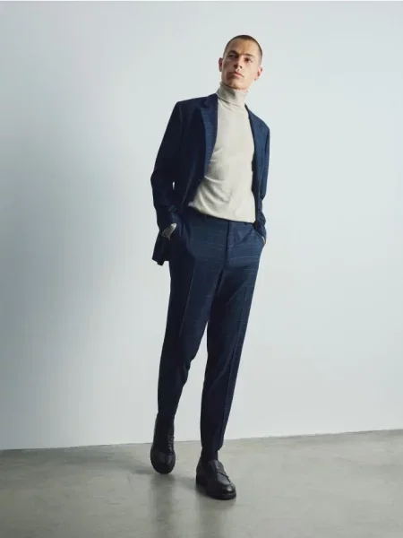 Reserved Pantaloni clasici loose bleumarin