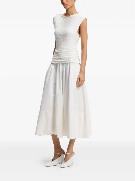 Rochie midi Boss cu volane alb