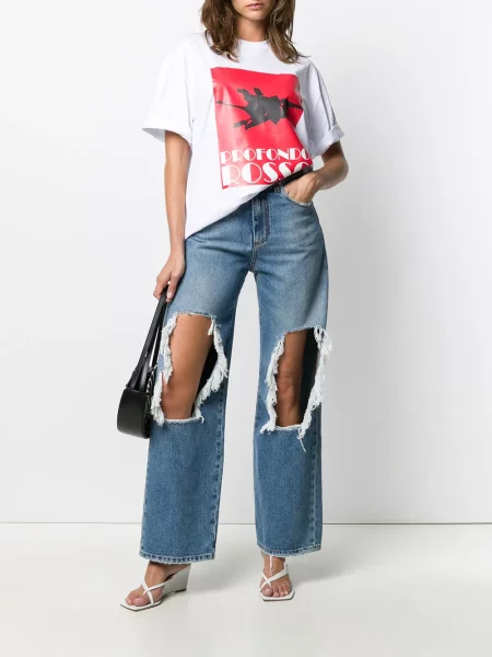 Raštuotas marškinėliai Msgm balta