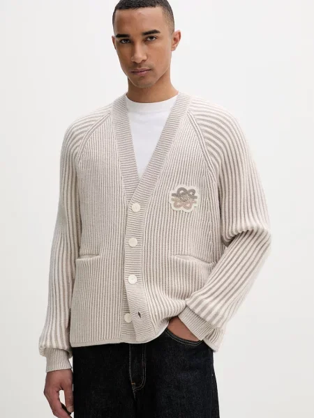 Filling Pieces kardigan pánský s příměsí vlny Knit Cardigan béžový