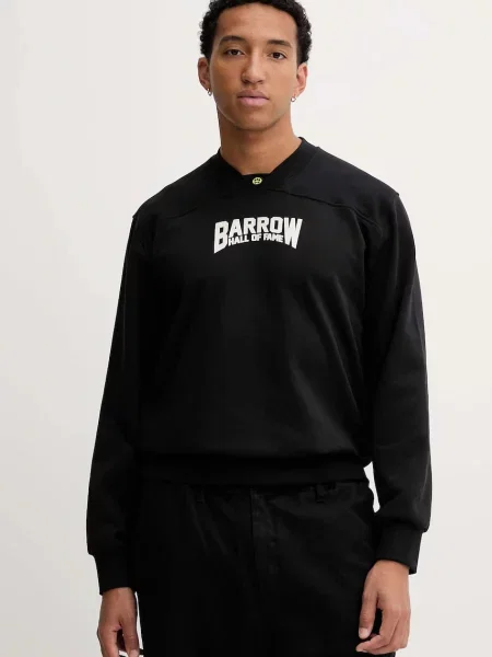 Bombažen pulover Barrow s kapuco črna