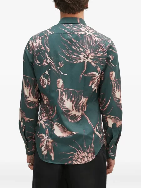 Cămașă Paul Smith cu model floral cu imagine lungă verde