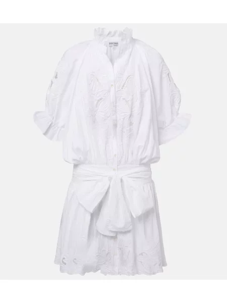Rochie Juliet Dunn cu broderie din poplin alb