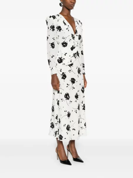 Odgovarati midi haljina Alessandra Rich s printom iznad koljena bijela