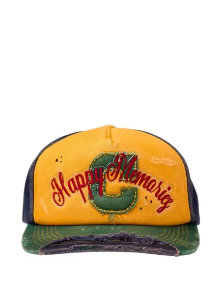 Viseltes hatású baseball sapka Happy Memories Don't Die sárga