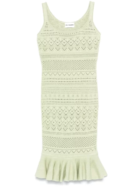 Rochie midi Des Phemmes tricotate ajurata până la genunchi verde