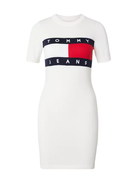 Tommy Jeans Rochie tricotat albastru marin / roșu alb