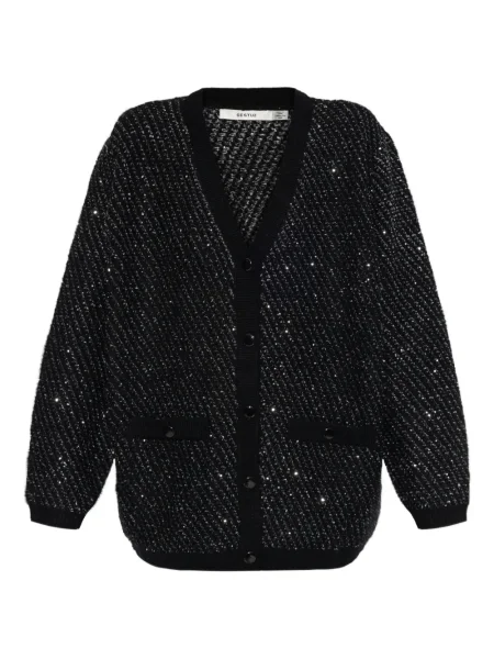 Kardigan Gestuz z kieszeniami zapinanymi na guziki czarny