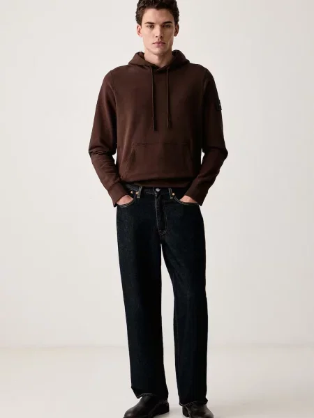 Calvin Klein Jeans hanorac cu glugă pentru bărbați cu maro