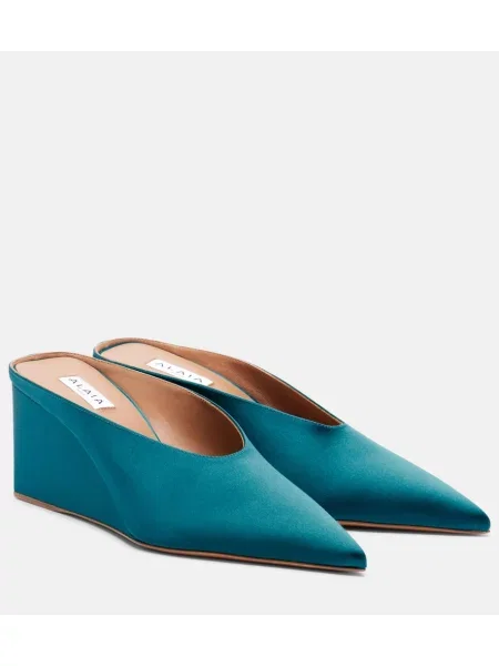 Papuci tip mules Alaïa din satin cu pană