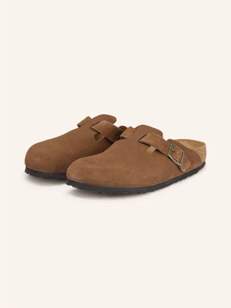 Klapki Birkenstock zamszowe brązowe