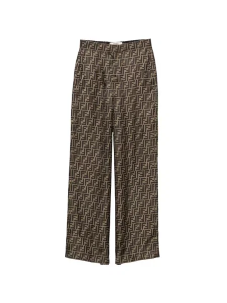 Pantaloni palazzo Fendi cu imagine maro