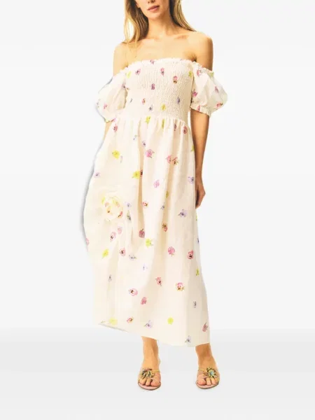 Rochie midi Sleeper de in cu model floral cu imagine alb