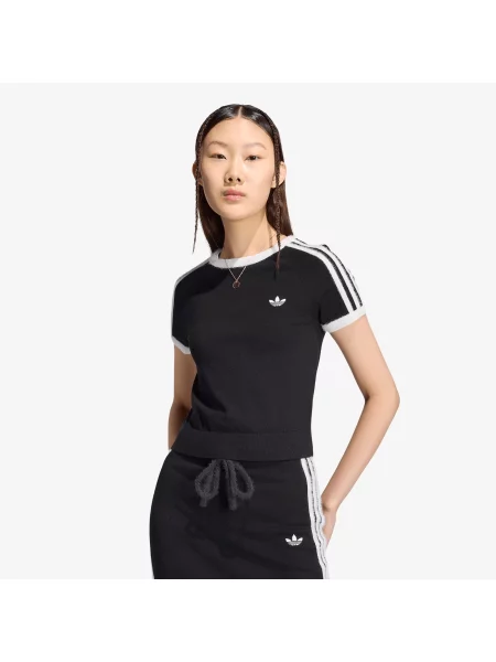 T-shirt adidas Knitted T-shirt Black/ White M λευκό