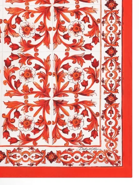 Fular Dolce & Gabbana de mătase cu imagine roșu