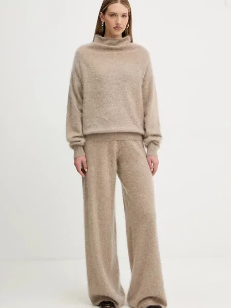 Кашемірові спортивні штани BOSS однотонні бежевий