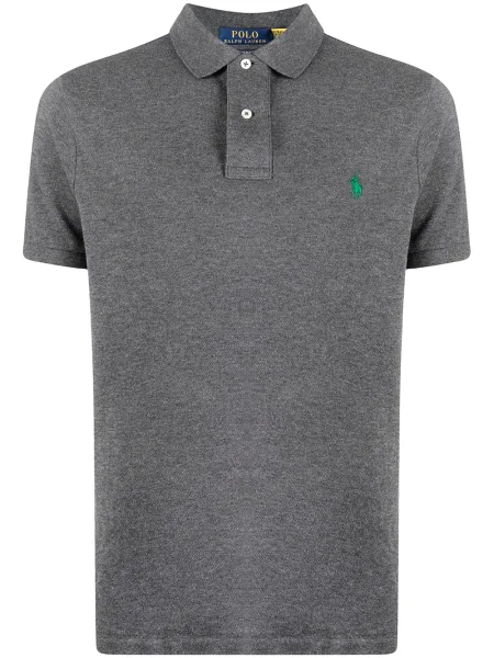 Къс поло тениска Polo Ralph Lauren бродирана сиво