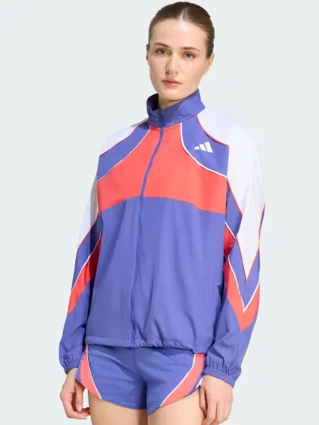 ADIDAS PERFORMANCE Tréningová bunda Adizero Archive enciánová / svetlosivá / červená modrá