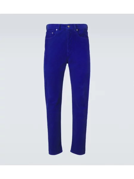 Pantaloni Versace de catifea cord conici albastru