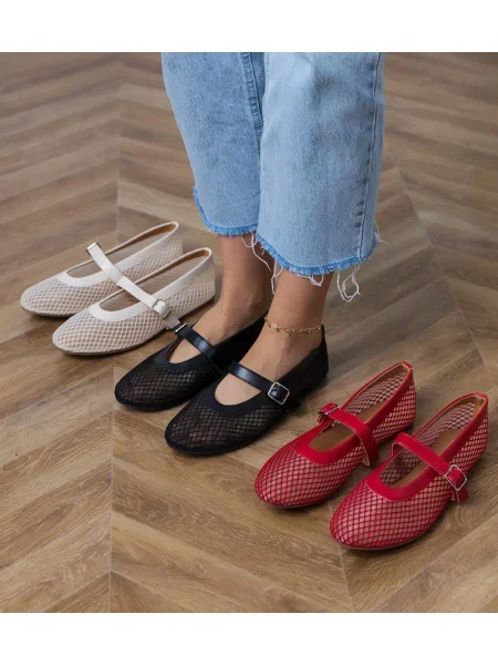 Balerinke Gemre z zaponko z mrežo črna