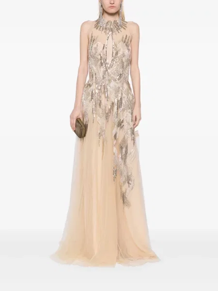 Rochie maxi Saiid Kobeisy cu broderie lungă de costum