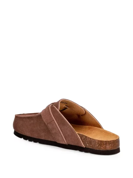 Papuci tip mules Scholl din piele de căprioară cu cataramă maro