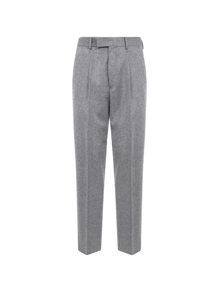 Pantaloni Zegna de lână cu model herringbone gri
