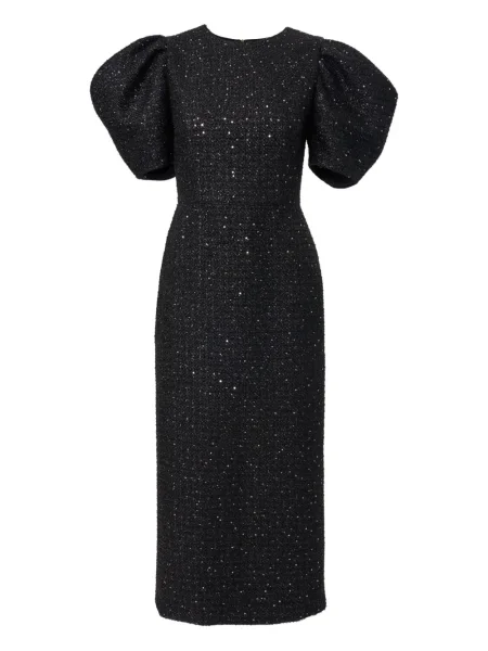 Rochie midi Carolina Herrera din tweed până la genunchi de costum negru