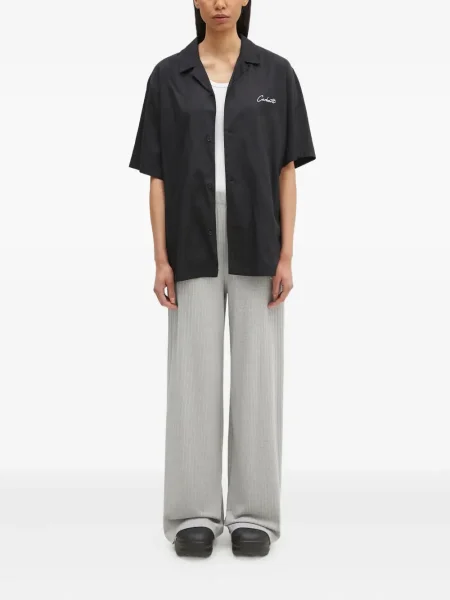 Pantaloni palazzo Adidas cu dungi plisat cu imagine albastru