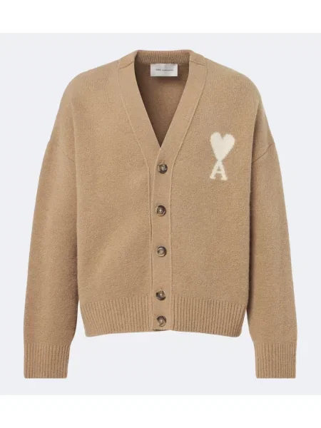 Cardigan Ami Paris de lână maro