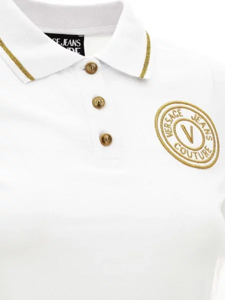 Поло тениска Versace Jeans Couture бродирана бяло
