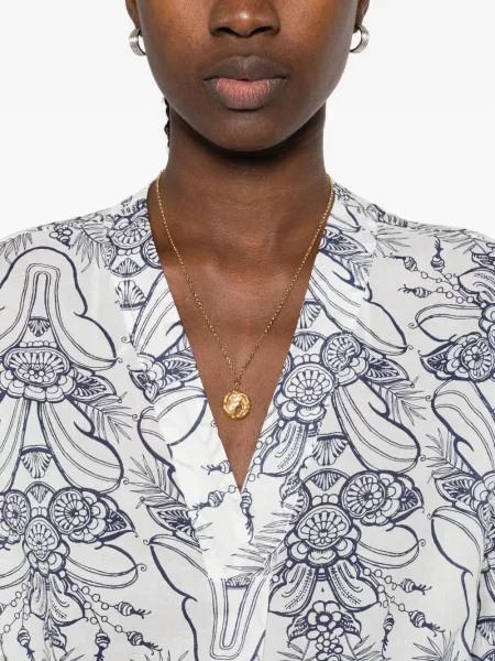 Top Marc O'polo cu model floral cu imagine scurt alb