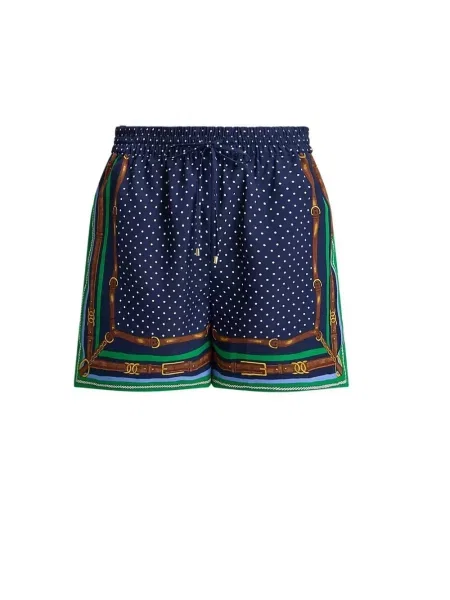 Szorty Ralph Lauren w grochy z nadrukiem niebieskie