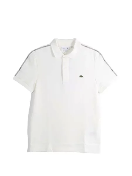 Tricou polo Lacoste cu autograf alb