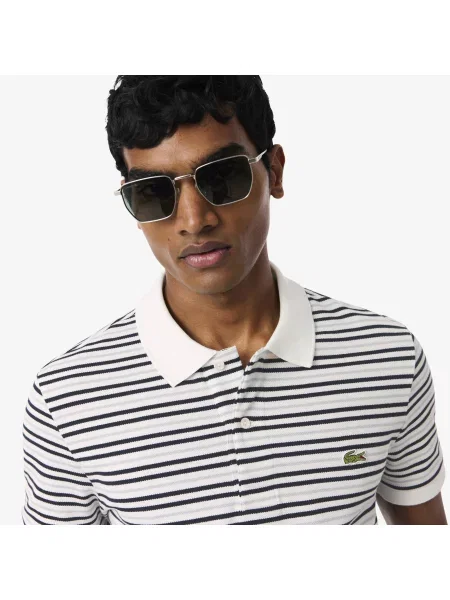 Lacoste Koszulka Polo W Paski Classic Fit szara