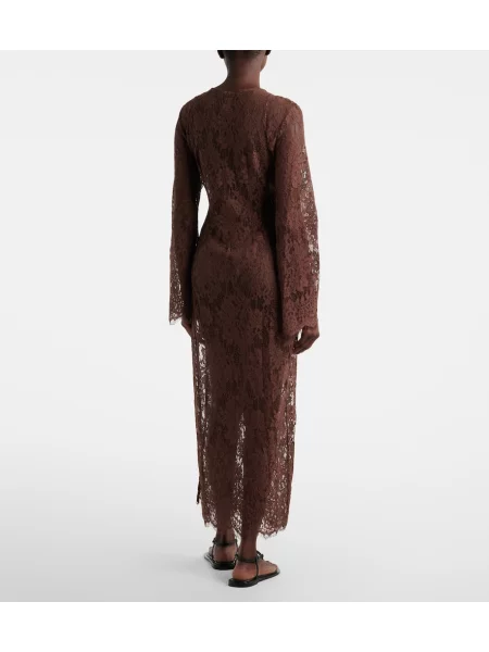 Rochie maxi Bananhot de mătase maro