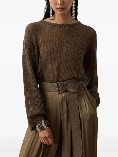 Džemper Ralph Lauren Collection s okruglim izrezom smeđa