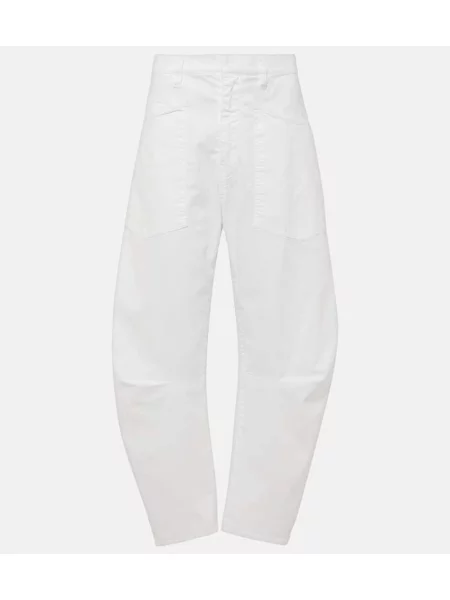 Pantaloni Nili Lotan din țesătură twill alb