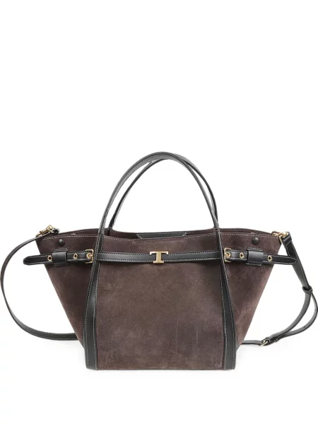 Geantă shopper Tod's din piele de căprioară maro