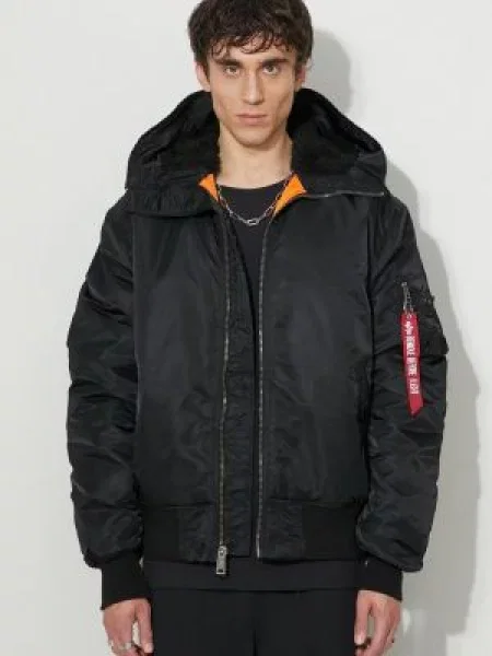 Kurtka Alpha Industries Hooded Bomber black czarna