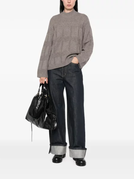 Кариран пуловер Emporio Armani сиво