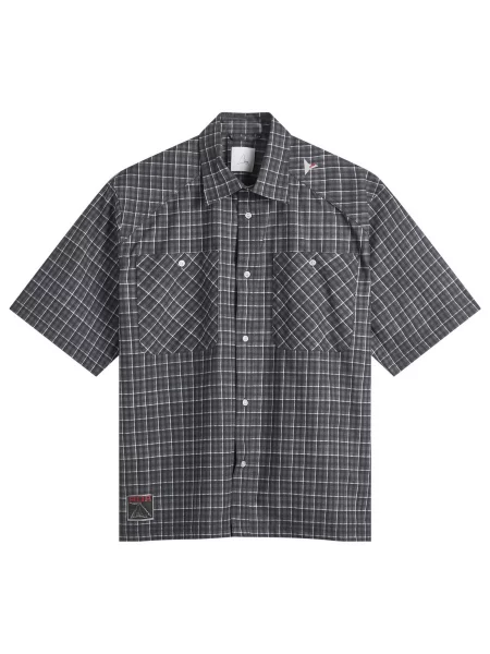 Koszula z krótkim rękawem Roa w kratę z nadrukiem z krótkim rękawem szara