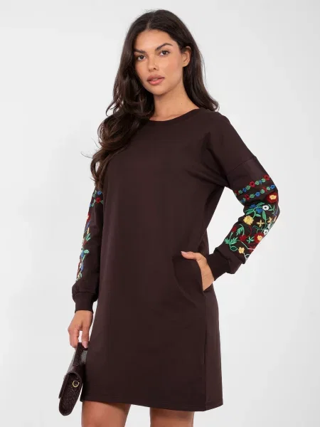 Rochie Rue Paris cu broderie maro