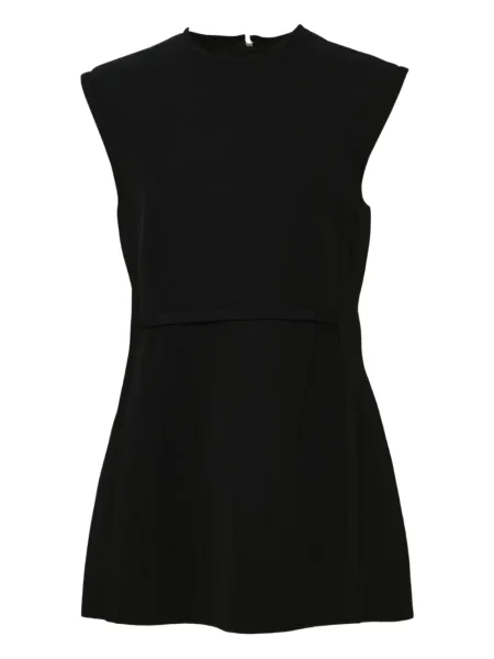 Top de mătase Jil Sander de mătase cu decolteu rotund negru