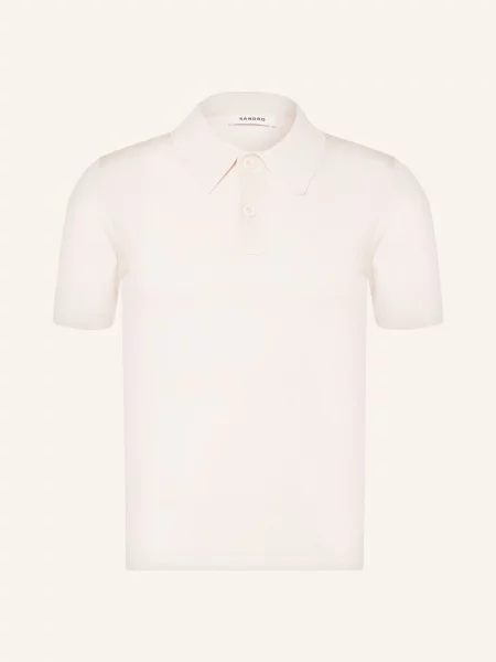 Sandro Koszulka Polo Z Dzianiny beige beżowe